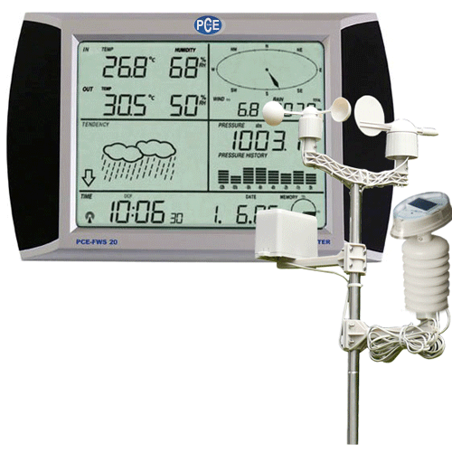 Die Funkwetterstation PCE-FWS 20 mit Touchscreen-Display